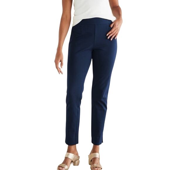 Soft Surroundings Essential Superla Cropped Button Navy Pull On Cropped Pants S - Picture 1 of 9